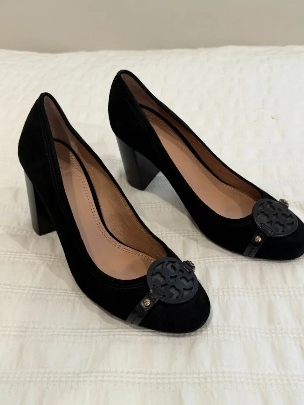 Tory Burch Mini Miller 85mm Suede Pumps Black Size 8M